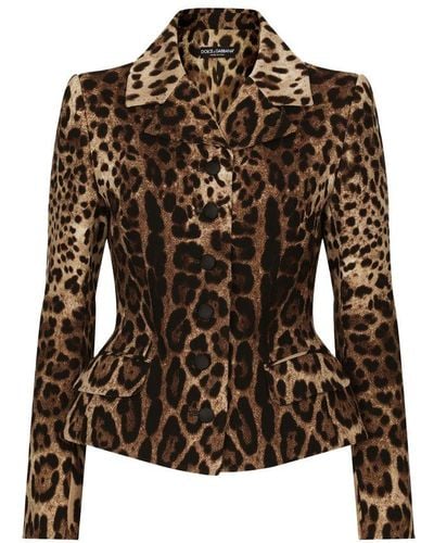 Dolce & Gabbana Single-Breasted Double Crepe Jacket - Brown