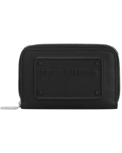 Dolce & Gabbana Small Zip-Around Calfskin Wallet - Black