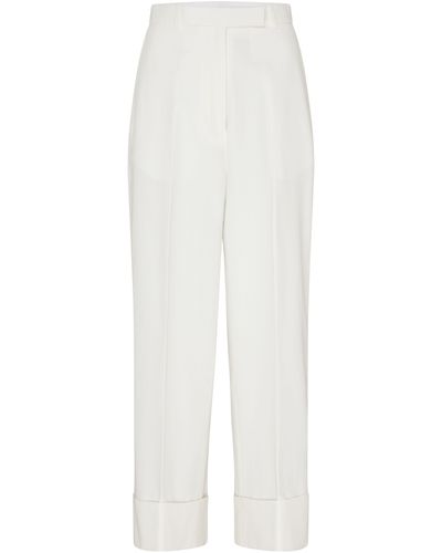 Thom Browne Gerade geschnittene Hose mit hohem Bund - Weiß