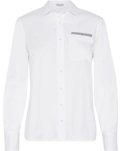 Brunello Cucinelli Hemd aus Popeline - Weiß