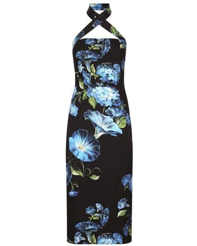 Dolce & Gabbana Charmeuse Sheath Dress - Blue