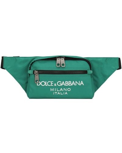 Dolce & Gabbana Small Belt Bag With Rubberized Logo - Green
