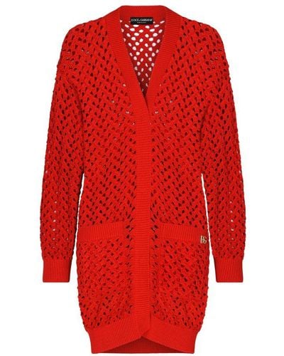 Dolce & Gabbana Long Crochet Cardigan - Red