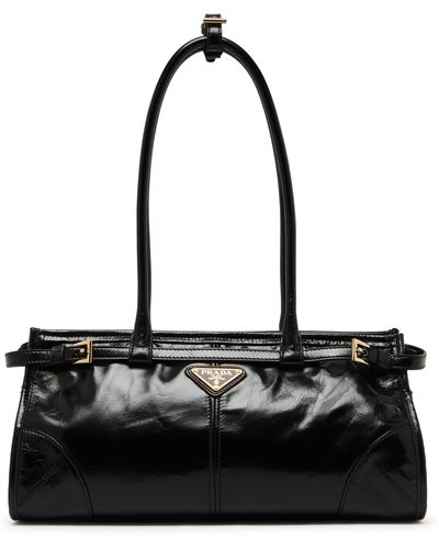 Prada Mittelgroße Handtasche aus Leder - Schwarz