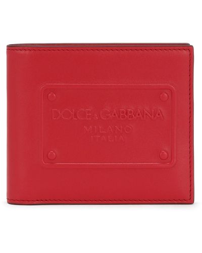 Dolce & Gabbana Portefeuille à deux volets en cuir de veau - Rouge