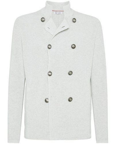Brunello Cucinelli Cardigan With Metal Buttons - White