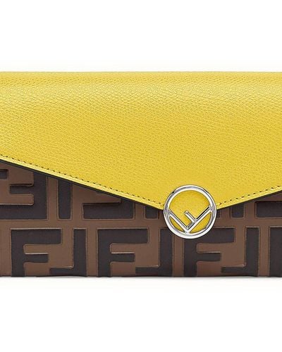 Fendi Continental With Chain - Yellow