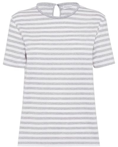 Brunello Cucinelli Striped Jersey T-Shirt - White