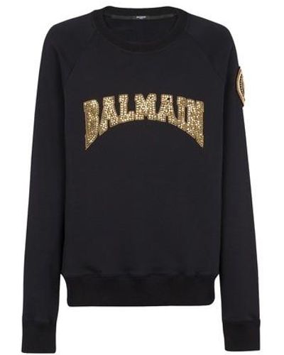 Balmain Cotton Sweatshirt With Embroide Logo - Multicolor