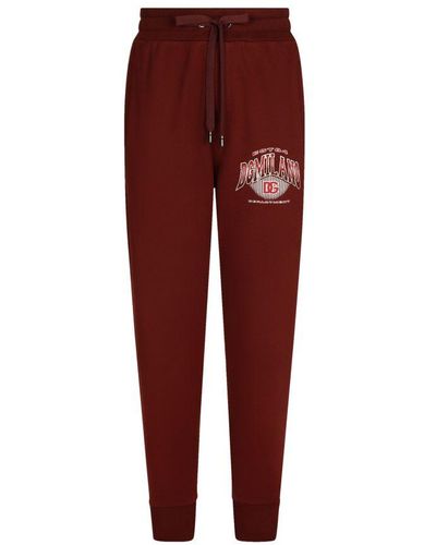 Dolce & Gabbana Jogging Pants In Jersey With Dg Logo Print - Red