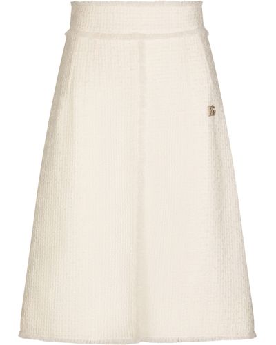 Dolce & Gabbana Jupe mi-longue en tweed à fente - Neutre