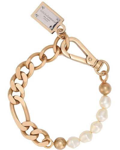 Dolce & Gabbana Logo-plaque Chain Bracelet - Metallic