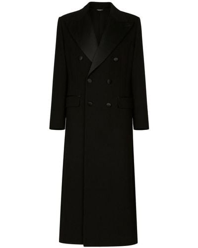 Dolce & Gabbana Double-Breasted Stretch Wool Coat - Black