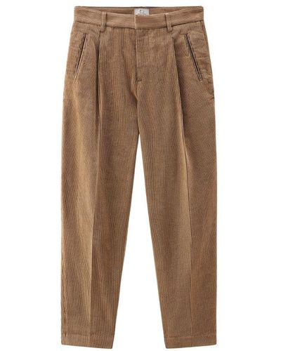 Woolrich Soft Corduroy Pleated Trousers - Brown