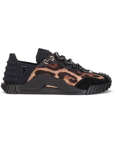 Dolce & Gabbana Slip-on-Sneakers NS1 aus Baumwolle mit Leopardenprint - Schwarz