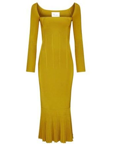 Galvan London Atalanta Long Sleeved Dress - Yellow
