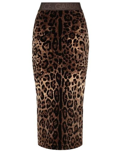 Dolce & Gabbana Chenille Calf-length Skirt - Brown