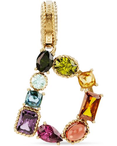 Dolce & Gabbana Anhänger Rainbow Alphabet D aus 18 kt Gelbgold mit mehrfarbigen Edelsteinen - Mettallic