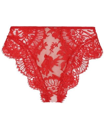 Dolce & Gabbana High-Waisted Lace Briefs - Red