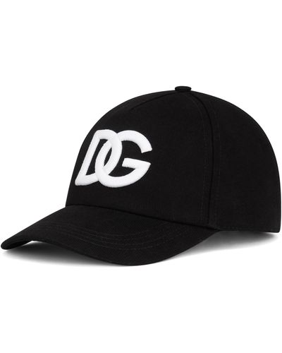 Dolce & Gabbana Casquette de baseball en coton à logo DG brodé - Noir