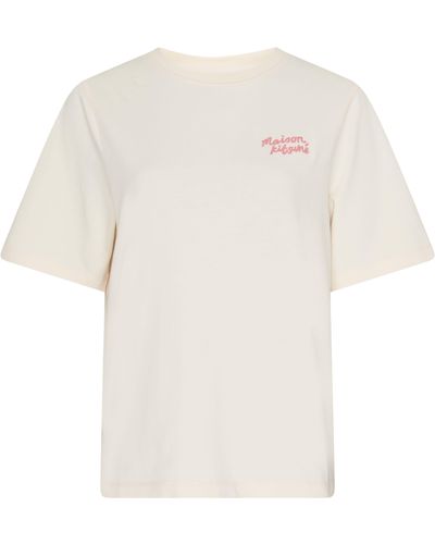 Maison Kitsuné Kurzärmeliges T-Shirt mit Aufschrift - Weiß