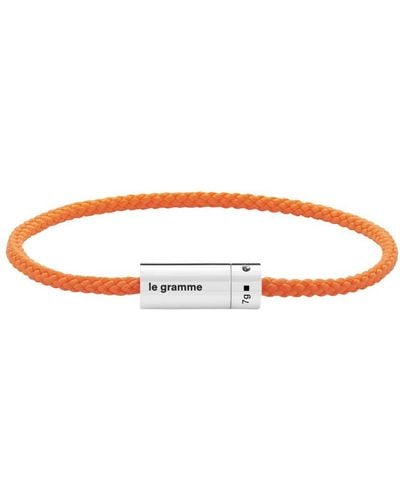 Le Gramme Polished Sterling And Polyester Nato Cable Bracelet 7G - Orange