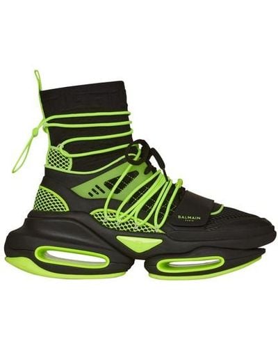 Balmain B-bold High Top Sneakers - Green