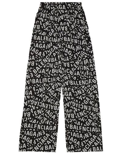 Balenciaga Logo Strips Pajama Pants - Black