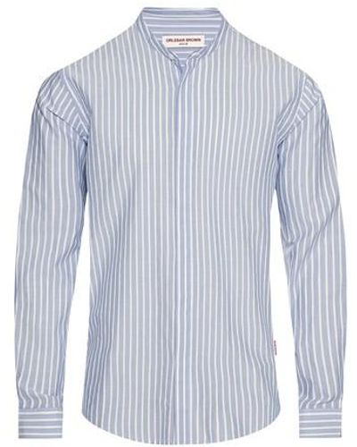 Orlebar Brown Giles Grandad Classic Stripe Shirt - Blue