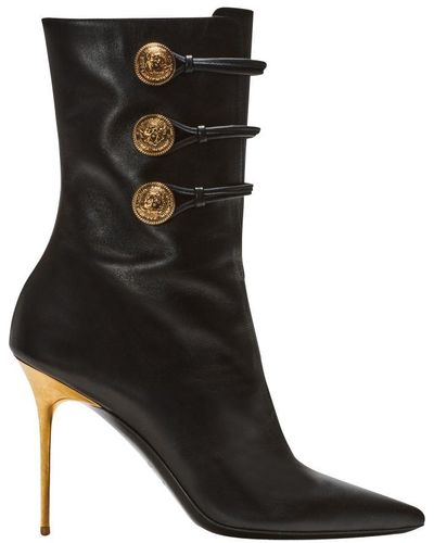 Balmain Alma Leather Ankle Boots - Black