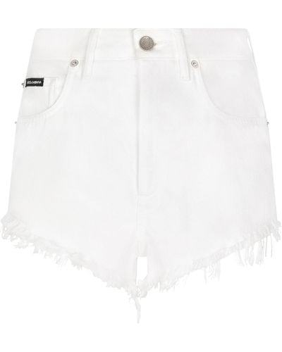 Dolce & Gabbana Short en jean avec déchirures - Blanc