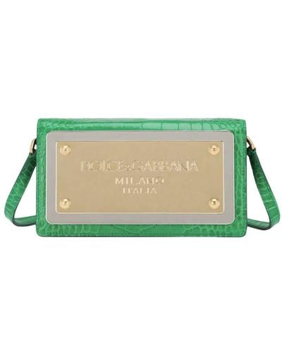 Dolce & Gabbana Phone Bag With Branded Maxi-Plate - Green