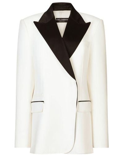 Dolce & Gabbana Double-breasted Jacket In Wool Crêpe - White