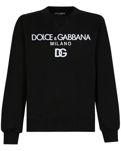 Dolce & Gabbana Jersey Sweatshirt With Dg Embroidery - Black