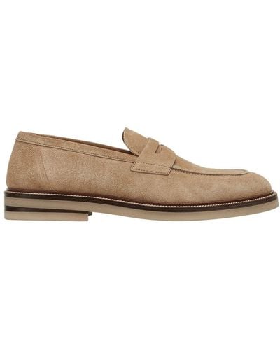 Brunello Cucinelli Penny Suede Loafers - Natural