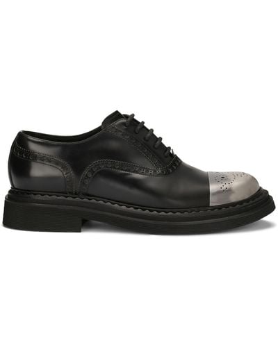 Dolce & Gabbana Derby-Schuhe aus gebürstetem Kalbsleder - Schwarz
