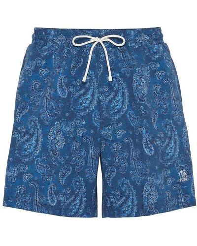 Brunello Cucinelli Paisley Swim Shorts - Blue