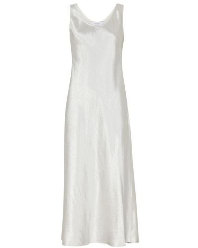 Max Mara Talete Satin Midi Dress - White