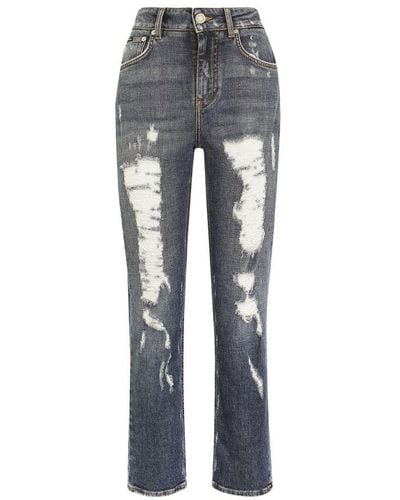 Dolce & Gabbana Boyfriend Jeans With Rips - Grey