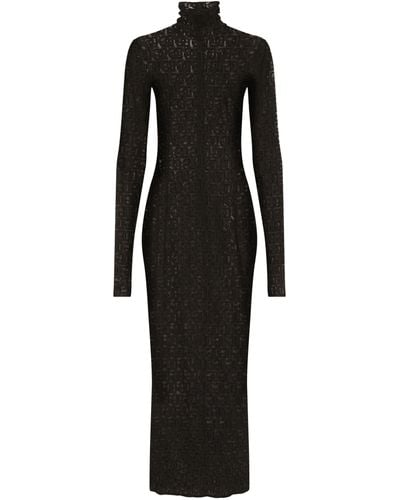 Dolce & Gabbana Robe mi-longue en tulle - Noir