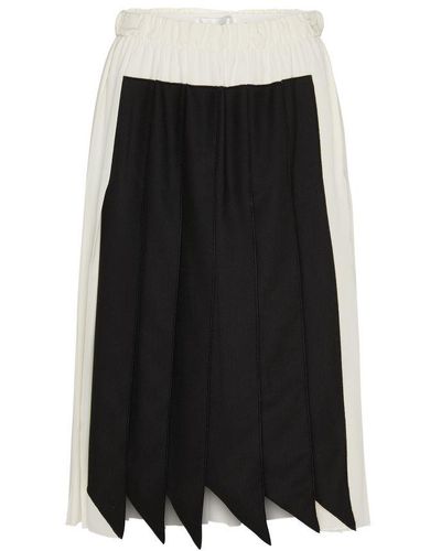Victoria Beckham Pleated Panel Detail Skirt - Black