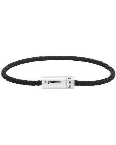 Le Gramme Polished Sterling Silver And Polyester Nato Cable Bracelet 7g - Black