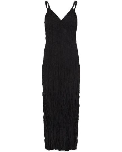 Totême Twist-strap Crinkled Dress - Black