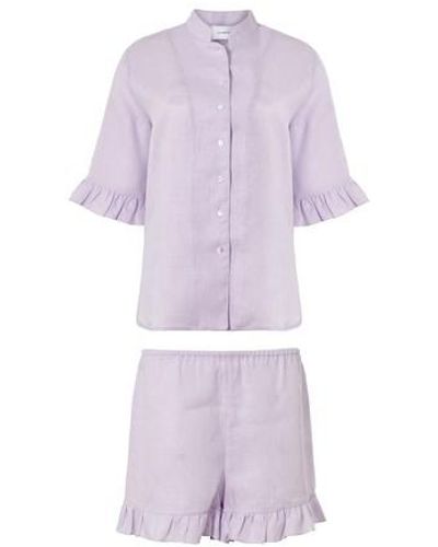 Sleeper Lounge Short Linen Pyjama - Purple