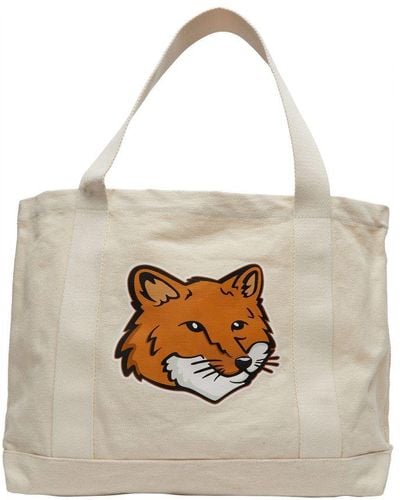 Maison Kitsuné Fox Head Tote Bag - White