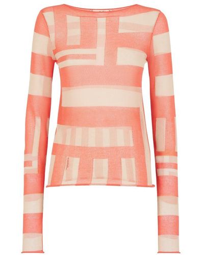Fendi Long-Sleeved Crew-Neck Sweater - Pink
