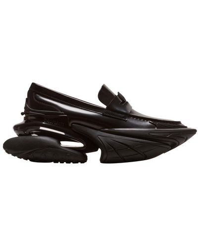 Balmain Unicorn Main Lab Glossed Leather Loafers - Black