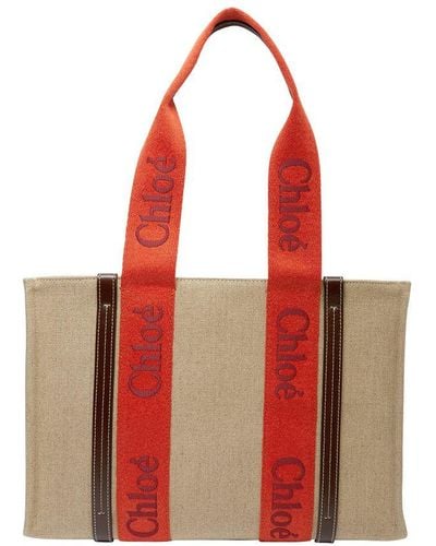 Chloé Woody Medium Tote Bag - Red