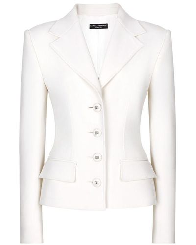 Dolce & Gabbana Single-Breasted Woolen Jacket - White