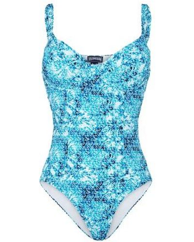 Vilebrequin One-piece Swimsuit Flowers Tie & Dye - Blue